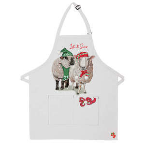 Sheep Cheviot And Hampshire Sheep Christmas Apron Two Pocket Bib w/  Neck